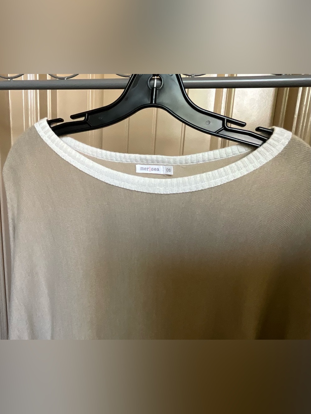 Mersea Catalina Khaki Crewneck Dolman Sweater OS - Picture 6 of 10